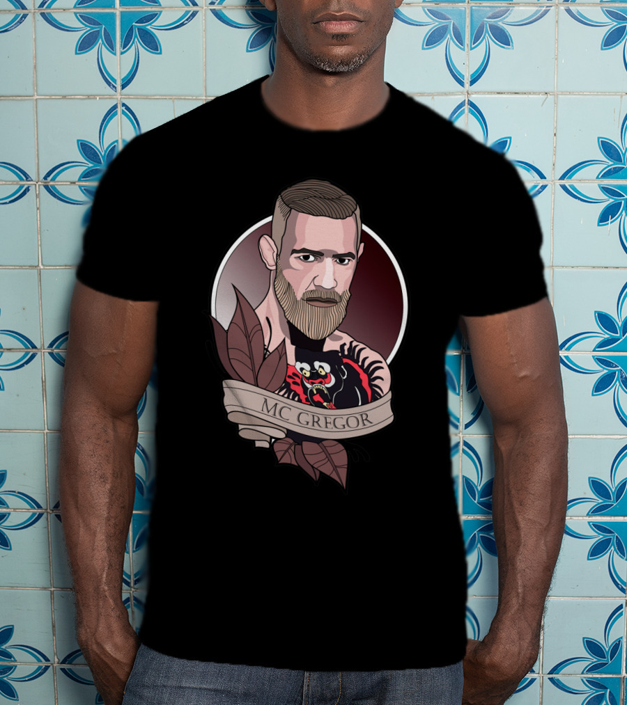 Conor Mcgregor Tattoo Illustration With Banner T-Shirt