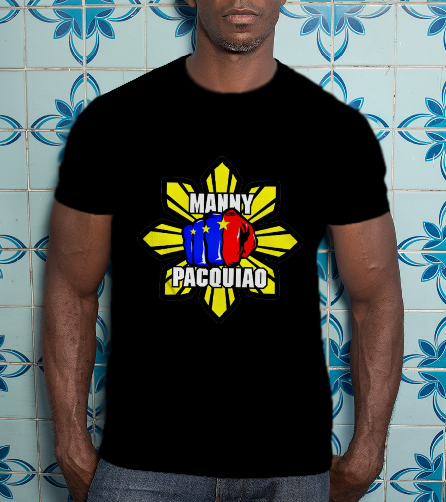 Manny Pacquiao Philippines Flag Fist Yellow Sunburst Star T-Shirt