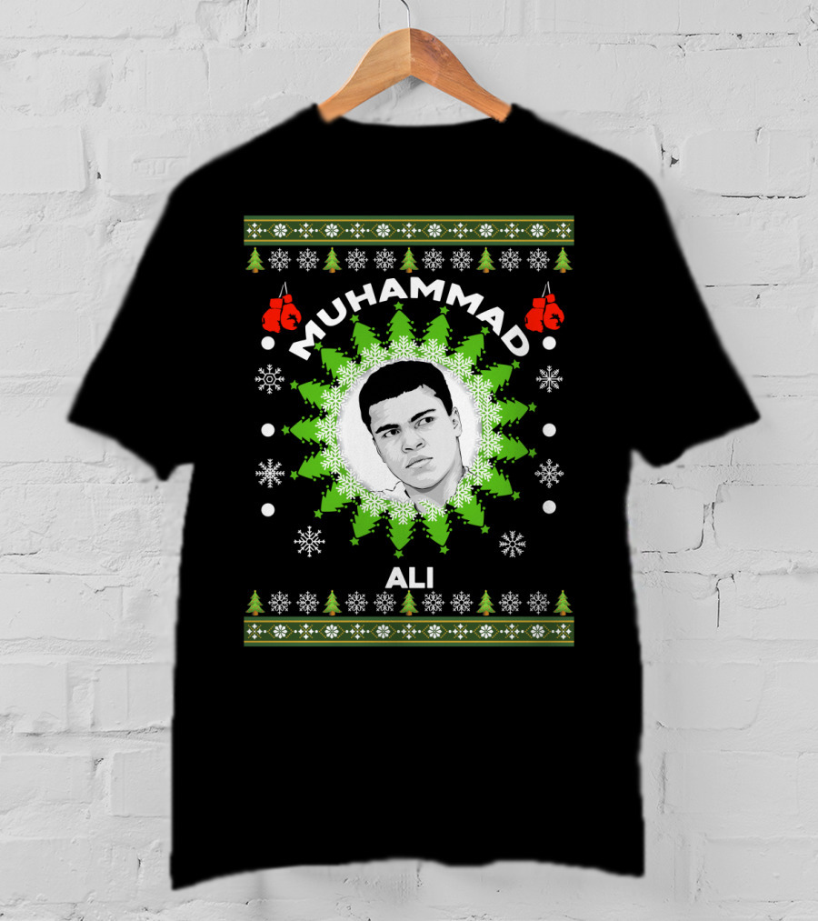 Muhammad Ali Christmas Boxing Snowflakes Festive T-Shirt