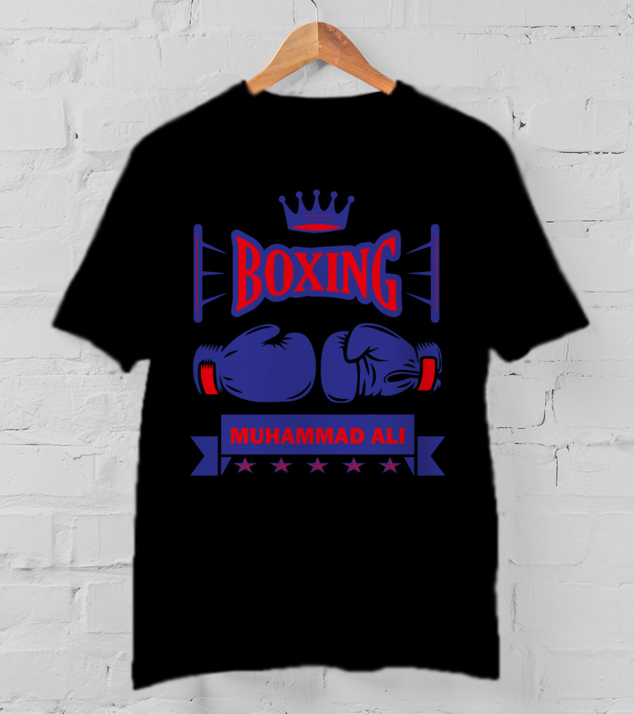 Muhammad Ali Boxing Gloves Crown Stars T-Shirt
