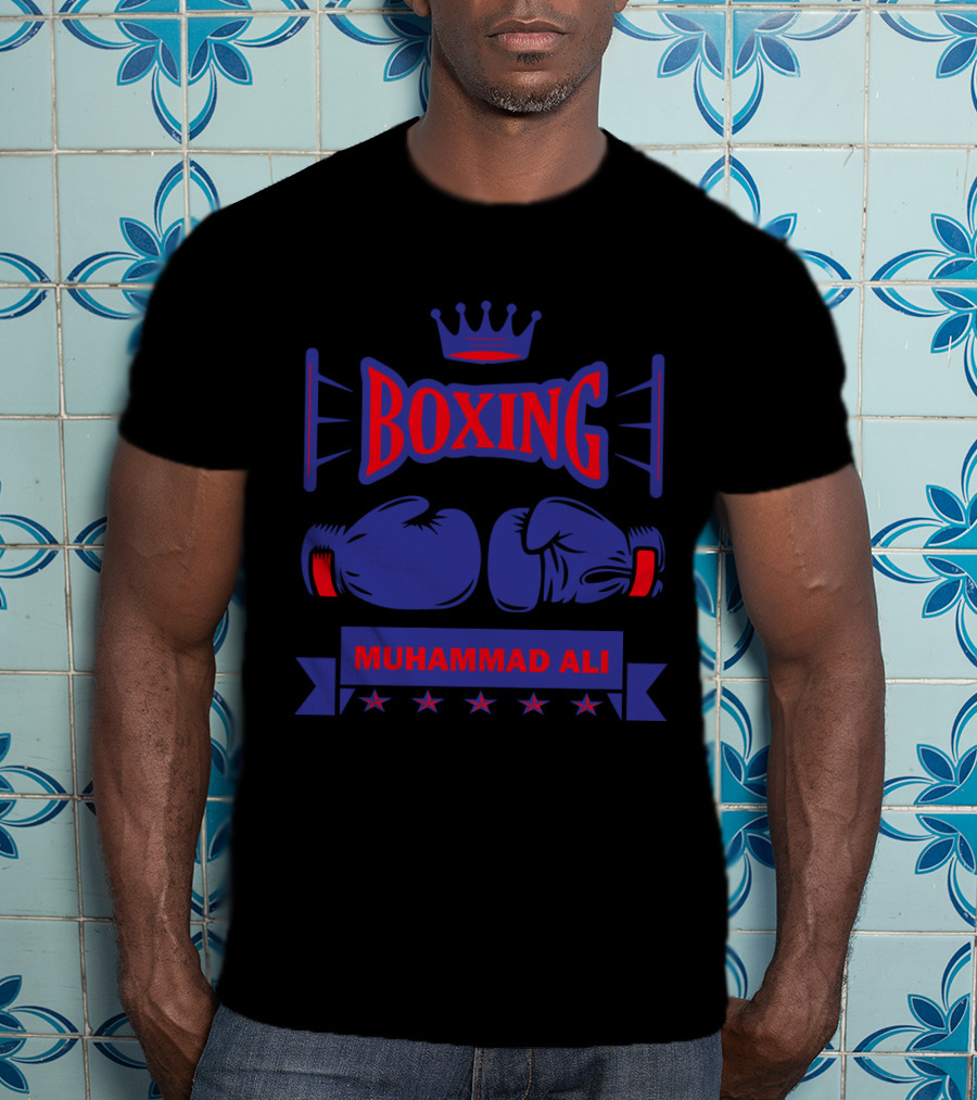 Muhammad Ali Boxing Gloves Crown Stars T-Shirt