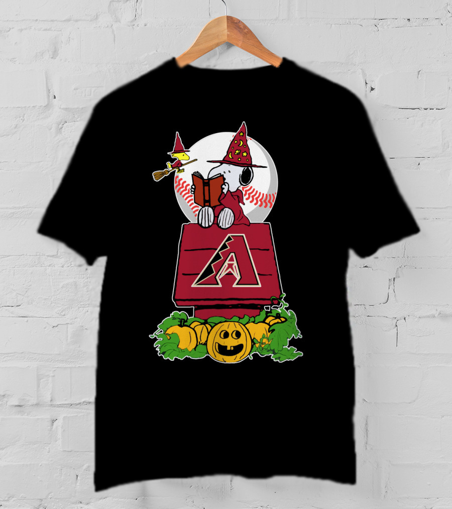 Snoopy Halloween Arizona Diamondbacks Pumpkin Scene T-Shirt