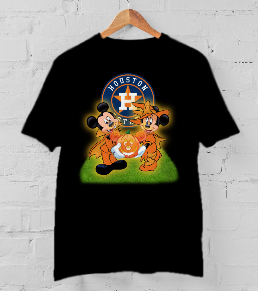 Houston Astros Halloween Mickey And Minnie Pumpkin Magic T-Shirt