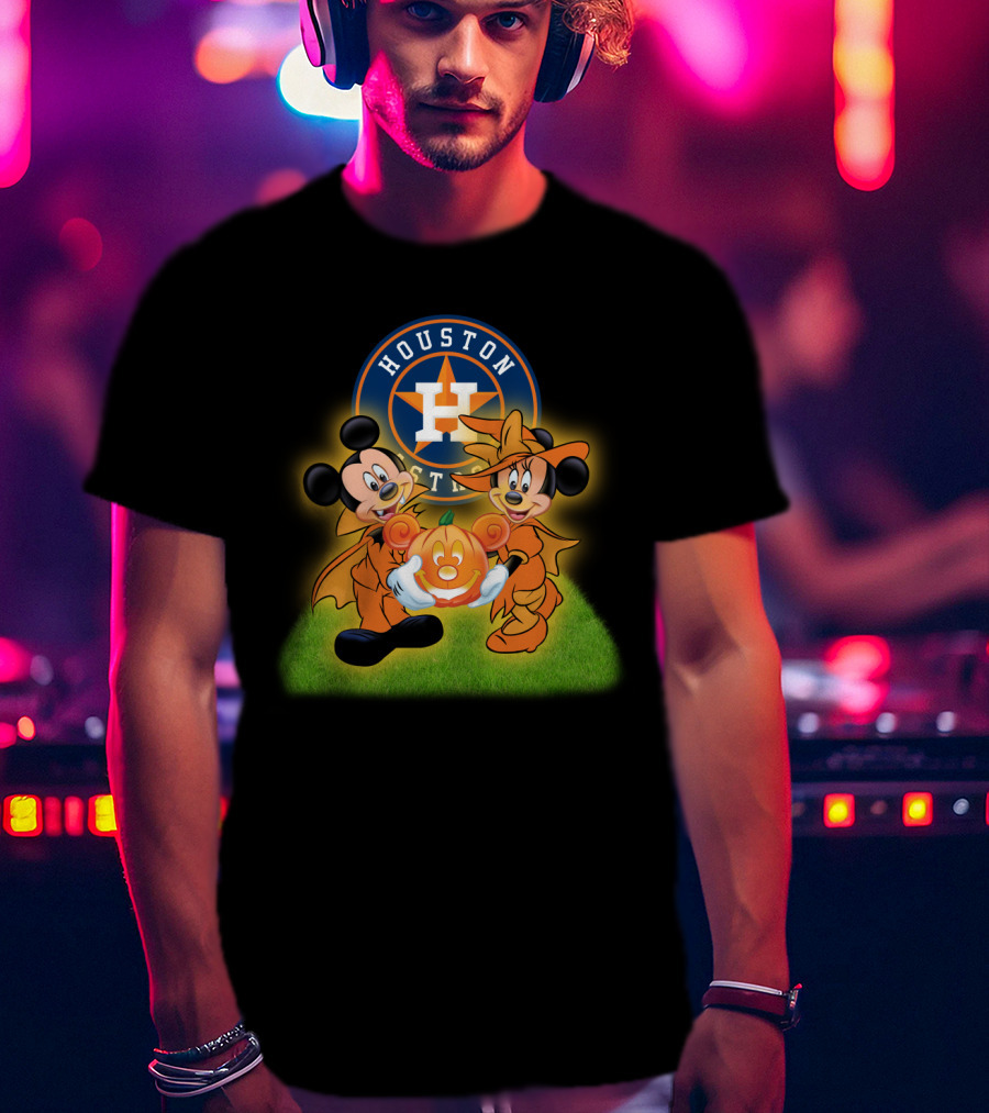 Houston Astros Halloween Mickey And Minnie Pumpkin Magic T-Shirt