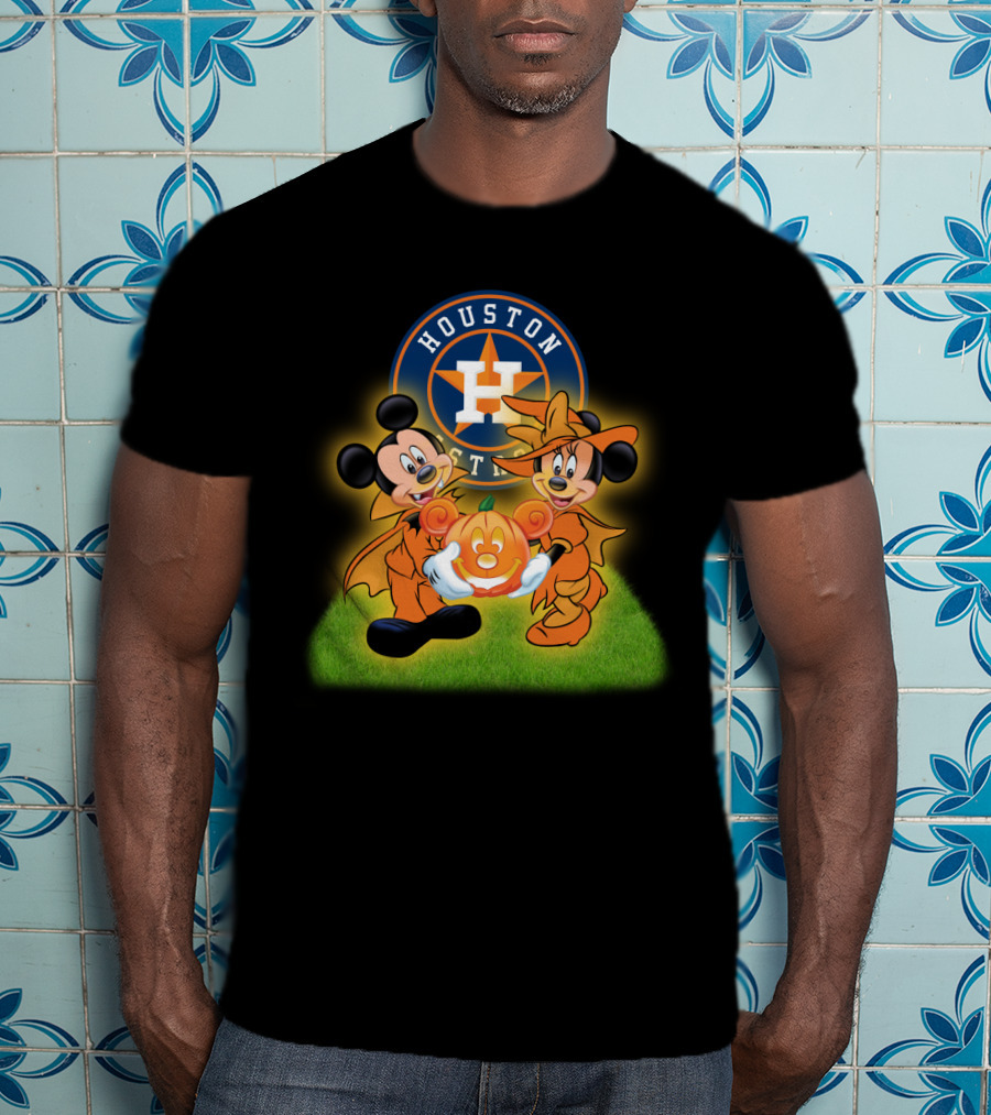 Houston Astros Halloween Mickey And Minnie Pumpkin Magic T-Shirt