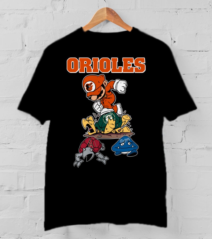 Orioles Halloween Mario Crossover With Oakland Athletics And Other Characters T-Shirt