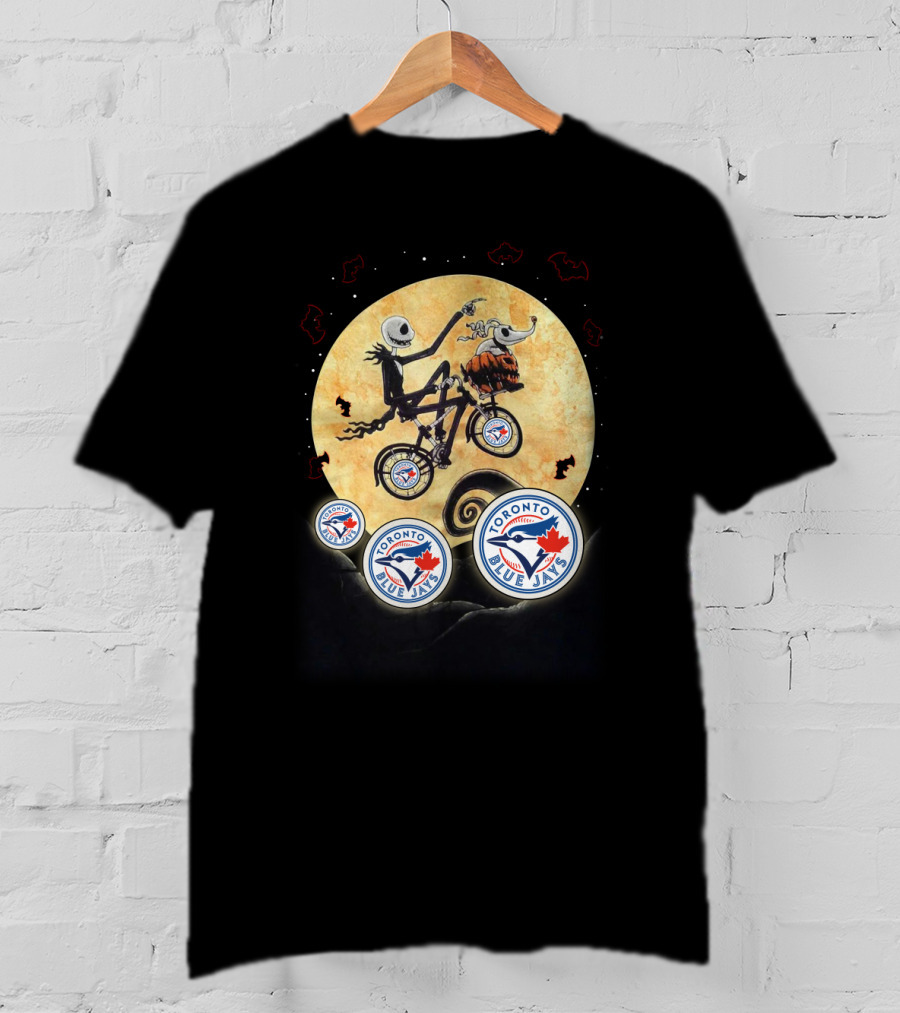Toronto Blue Jays Halloween Bicycle Ride With Pumpkin And Moon T-Shirt