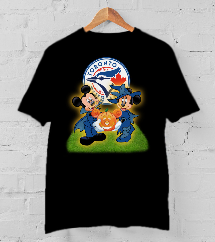 Toronto Blue Jays Halloween Mickey And Minnie Pumpkin T-Shirt