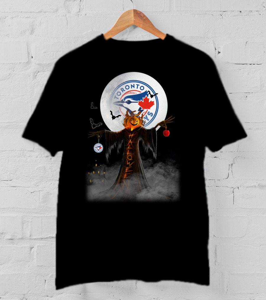 Toronto Blue Jays Halloween 7 Spooky Pumpkin Moon Scene T-Shirt