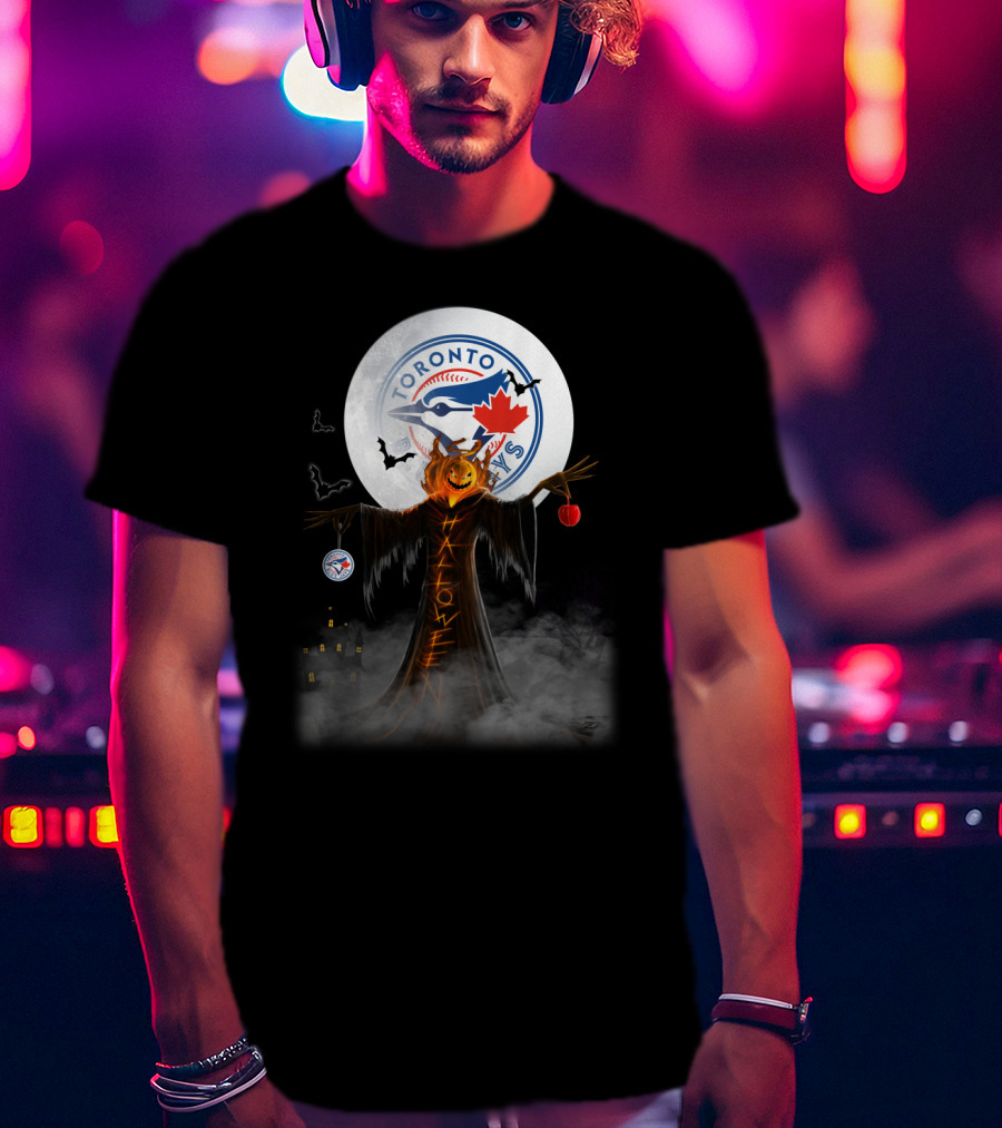 Toronto Blue Jays Halloween 7 Spooky Pumpkin Moon Scene T-Shirt