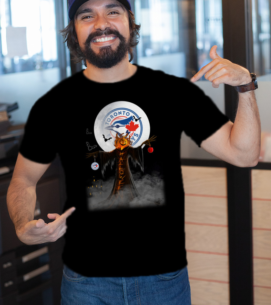 Toronto Blue Jays Halloween 7 Spooky Pumpkin Moon Scene T-Shirt