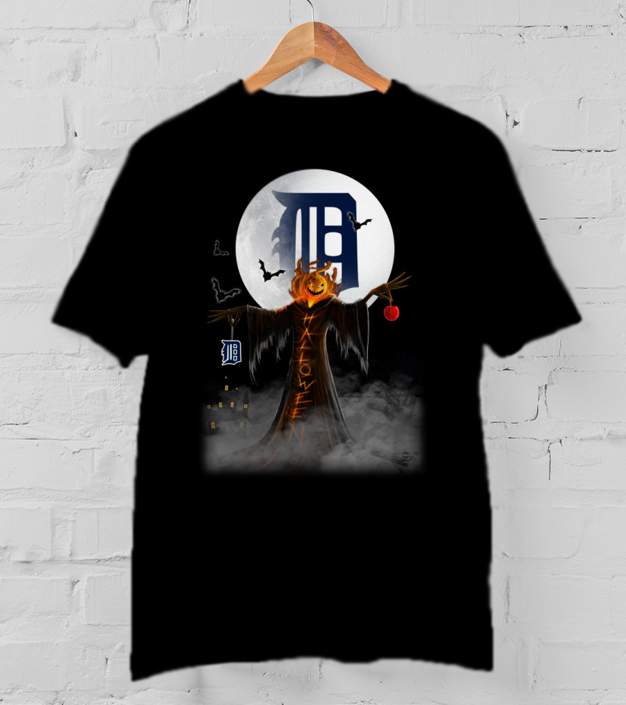 Halloween Detroit Tigers Haunted Pumpkin Night T-Shirt