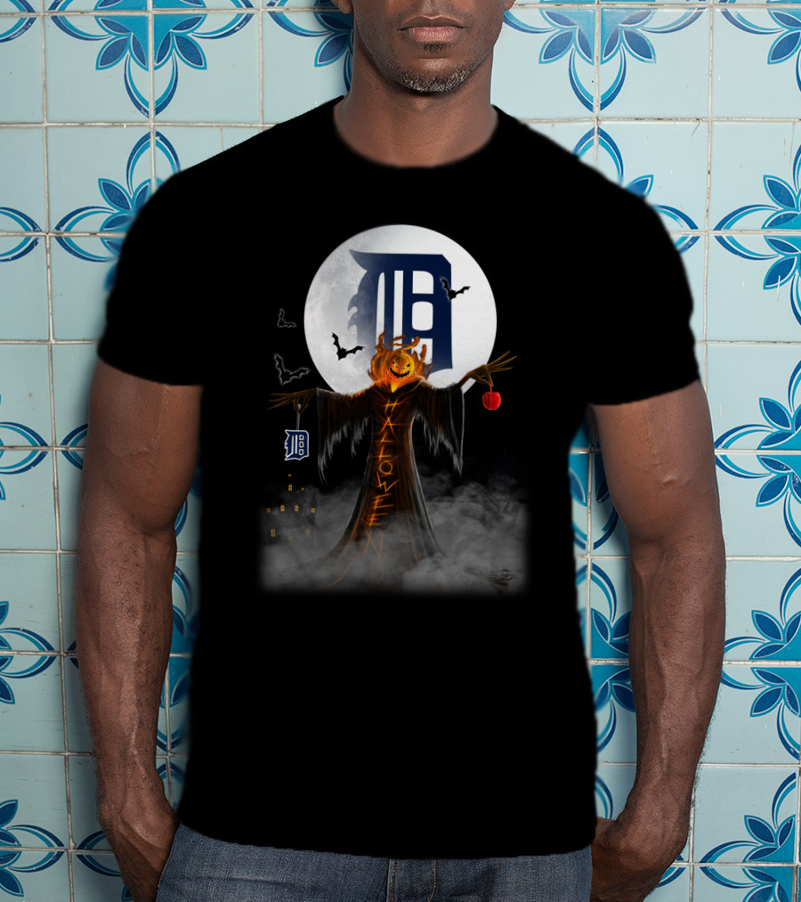 Halloween Detroit Tigers Haunted Pumpkin Night T-Shirt
