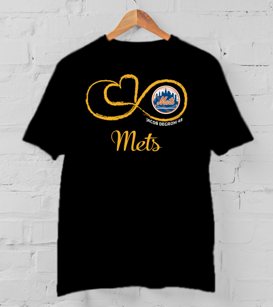 Mets Jacob Degrom 48 Mets Logo Infinity Symbol T-Shirt