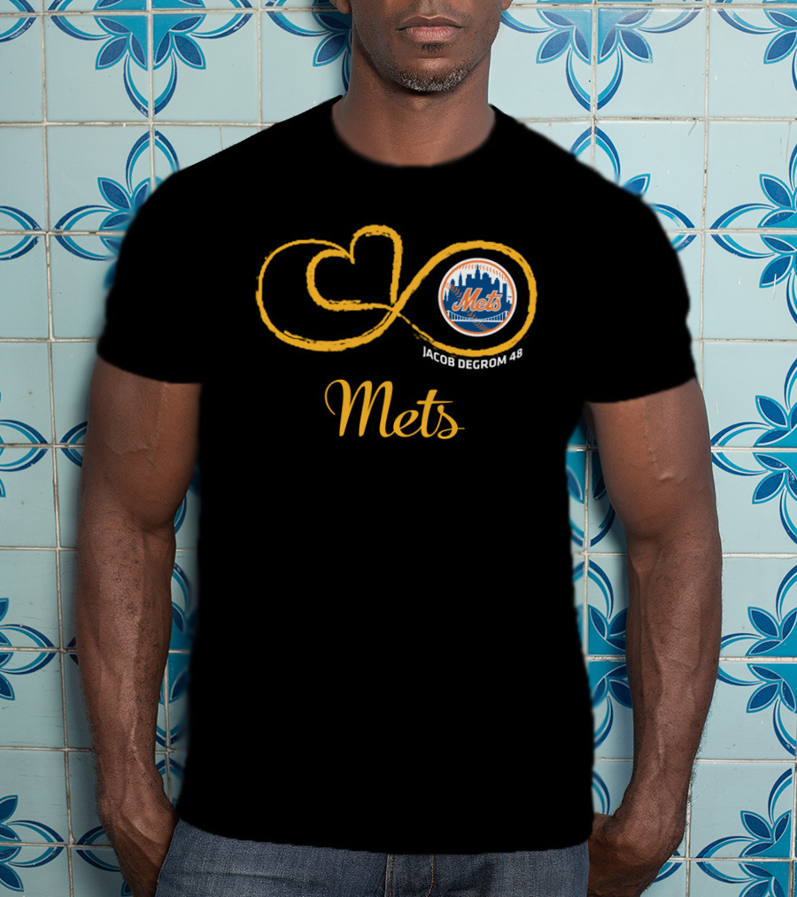 Mets Jacob Degrom 48 Mets Logo Infinity Symbol T-Shirt