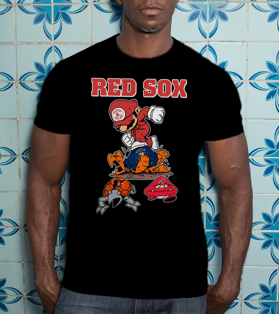 Red Sox Mario Parody With Crab And Claw Enemies T-Shirt