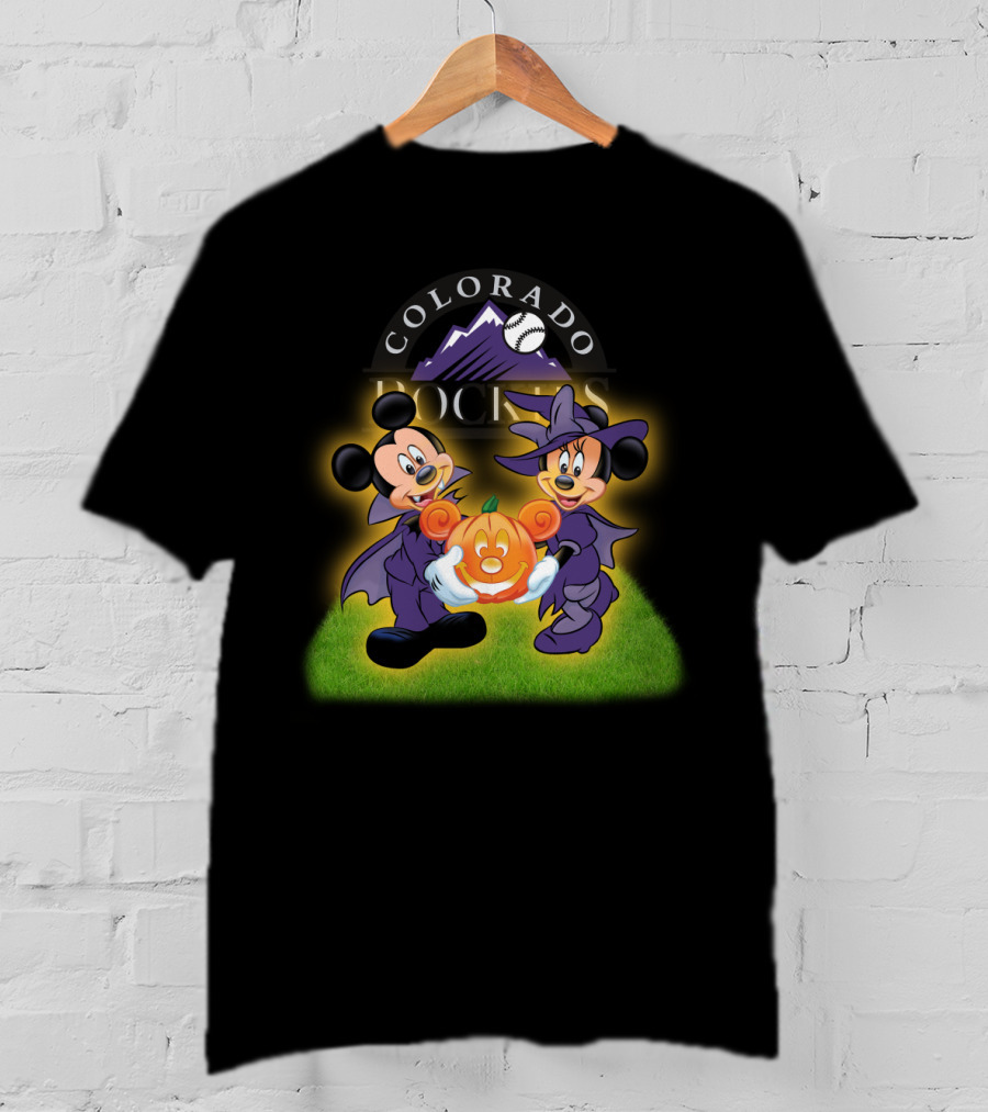 Colorado Rockies Halloween Mickey Minnie Pumpkin T-Shirt