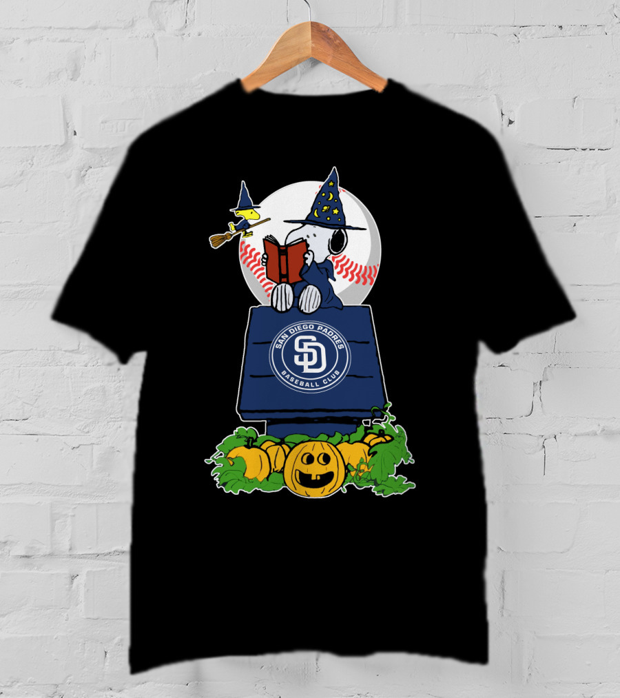 San Diego Padres Halloween Peanuts Characters Baseball Scene T-Shirt