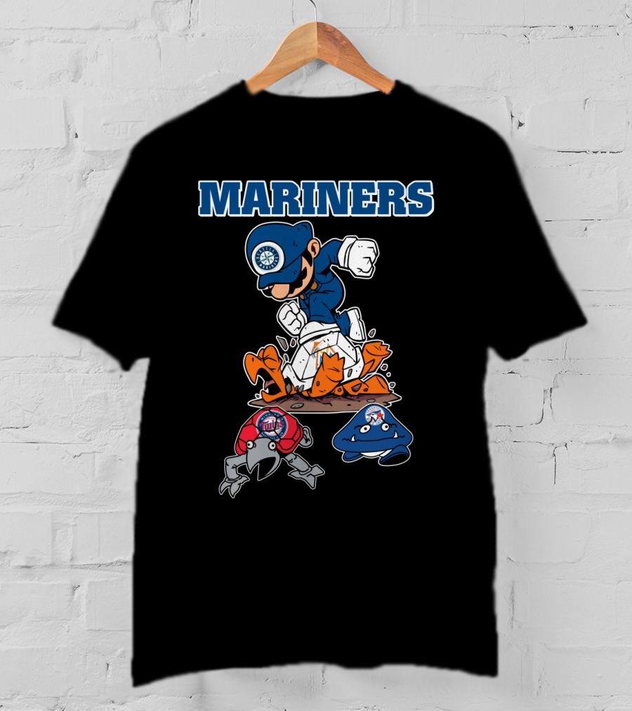 Mariners Seattle Baseball Character Action With Mascot Elements T-Shirt