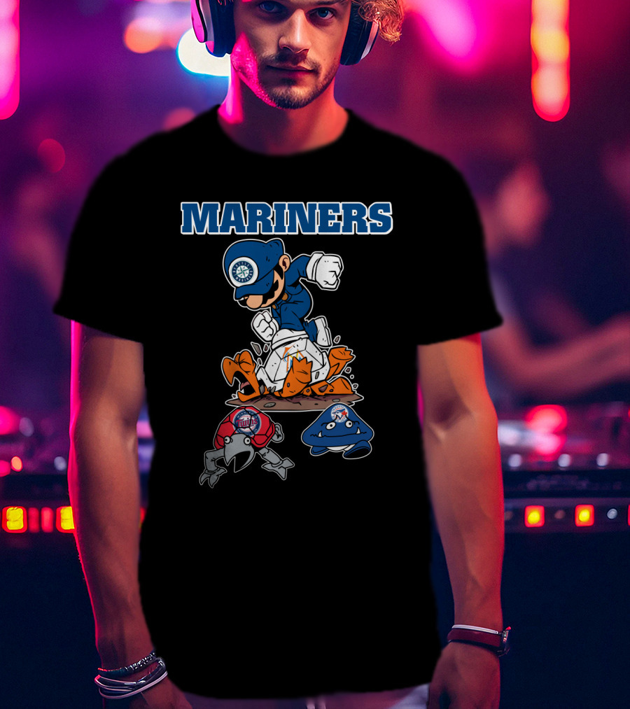 Mariners Seattle Baseball Character Action With Mascot Elements T-Shirt