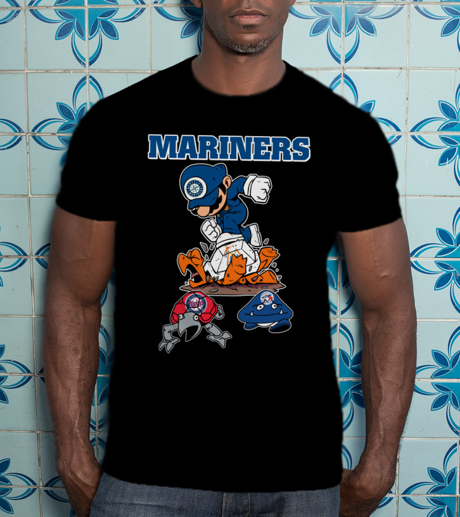 Mariners Seattle Baseball Character Action With Mascot Elements T-Shirt