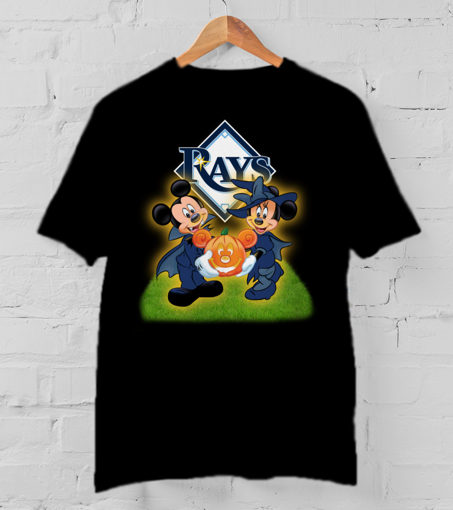 Tampa Bay Rays Halloween Mickey And Minnie Pumpkin T-Shirt