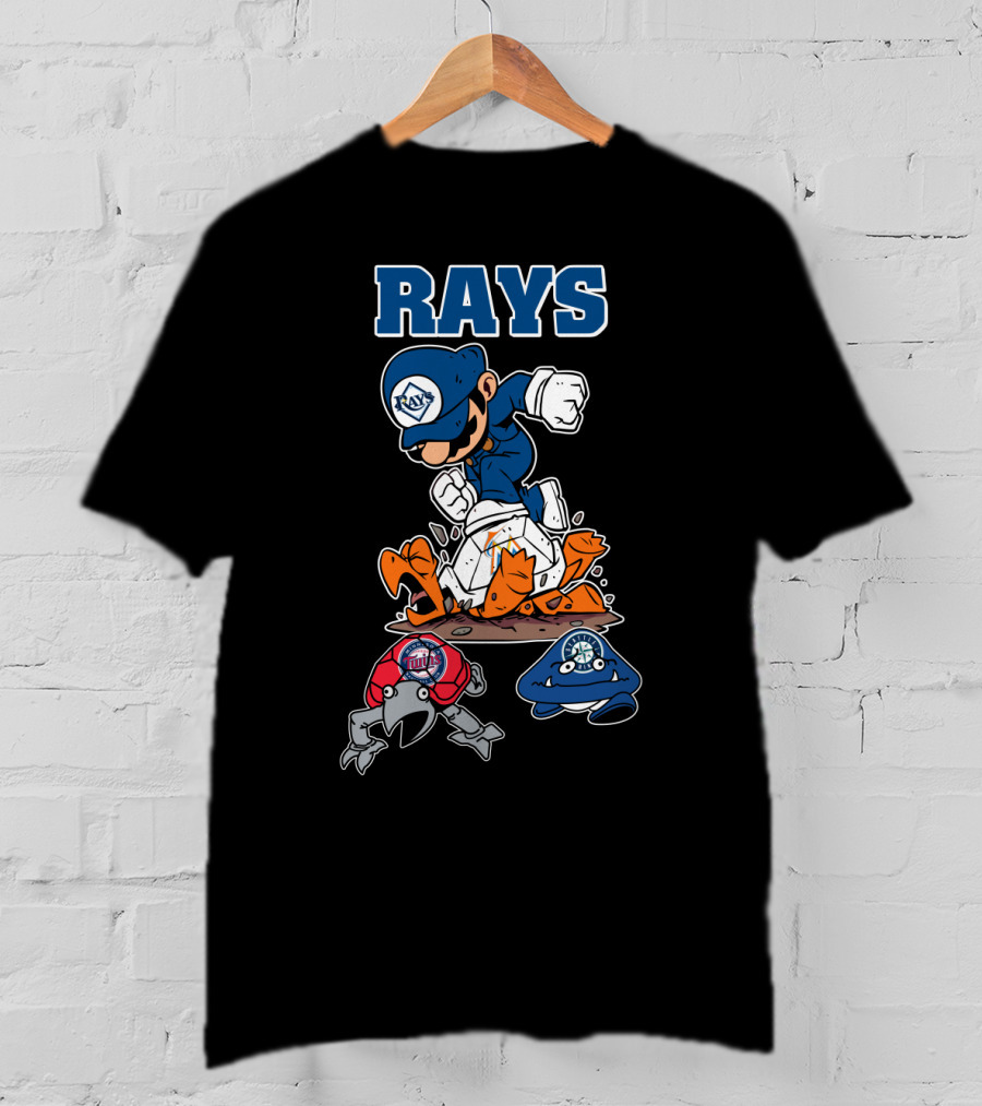 Rays Baseball Cartoon Characters With Action Poses T-Shirt