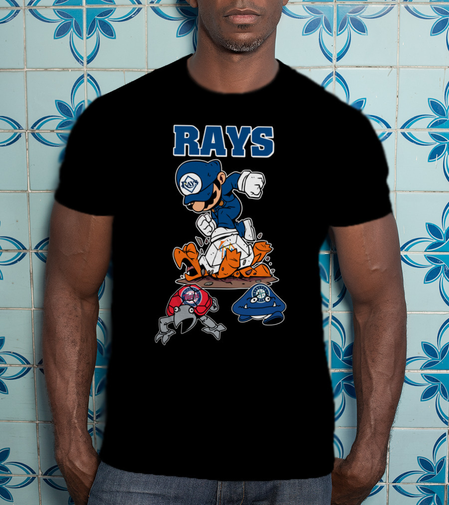 Rays Baseball Cartoon Characters With Action Poses T-Shirt