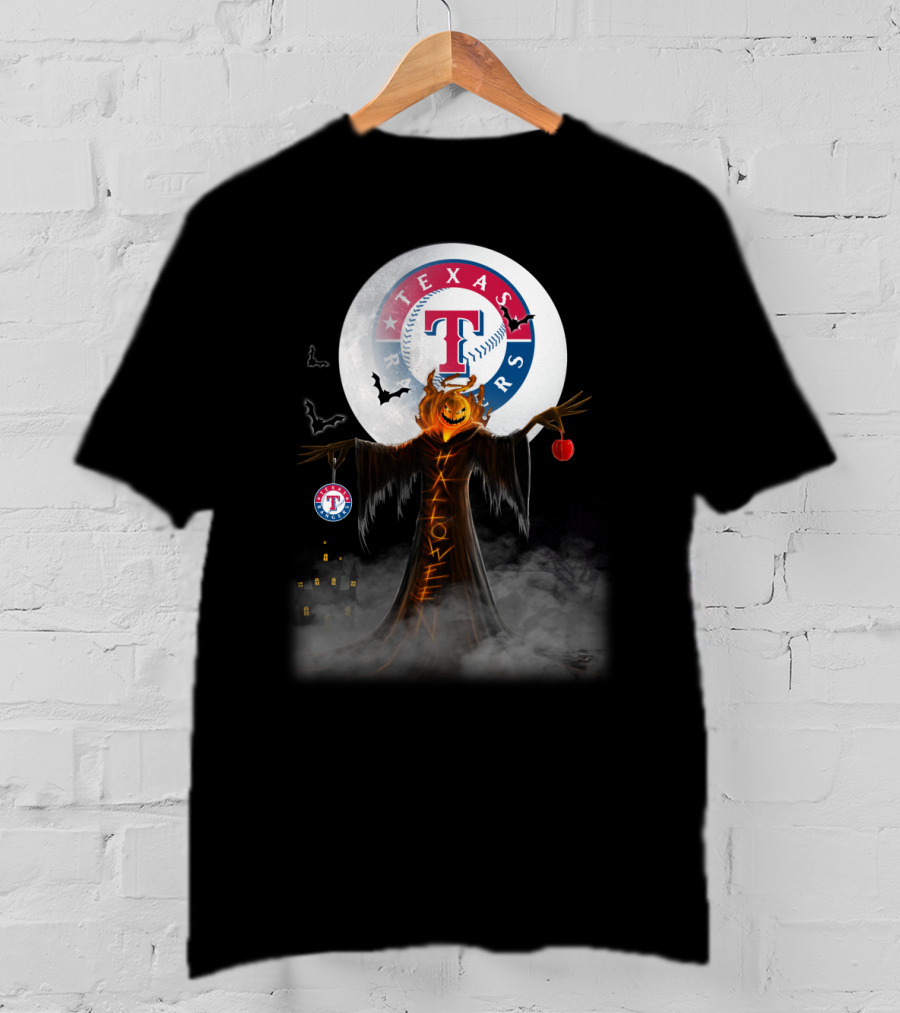 Texas Rangers Halloween Pumpkin Moon Bats T-Shirt
