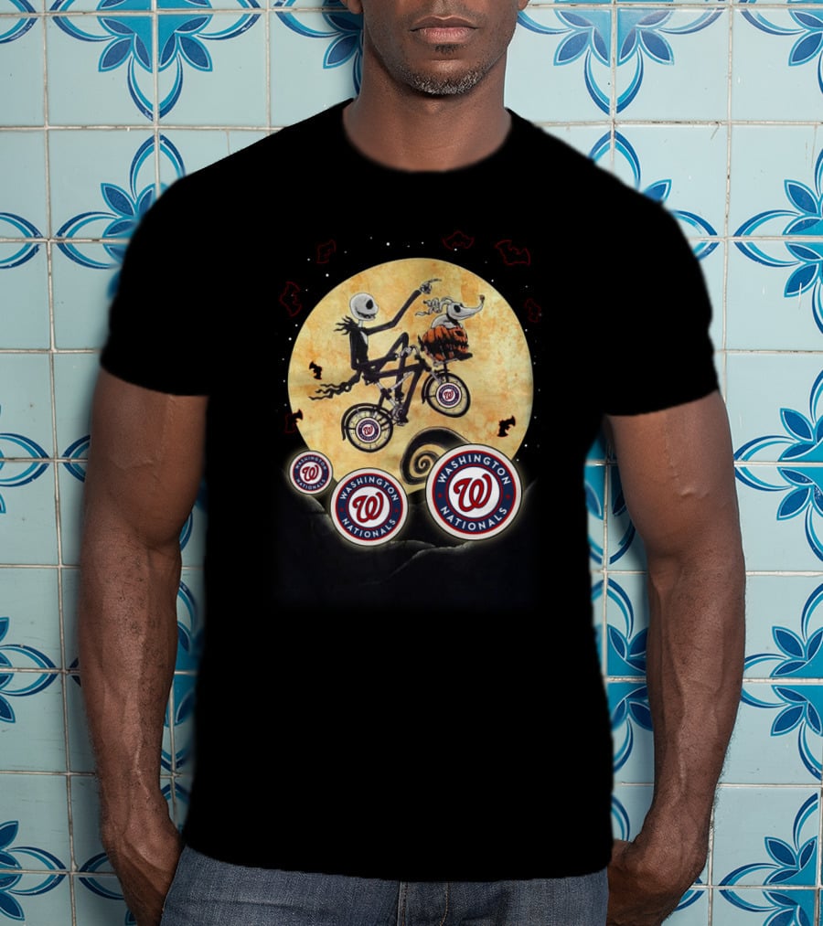 Washington Nationals Halloween Night Bicycle Ride Moon Scene T-Shirt