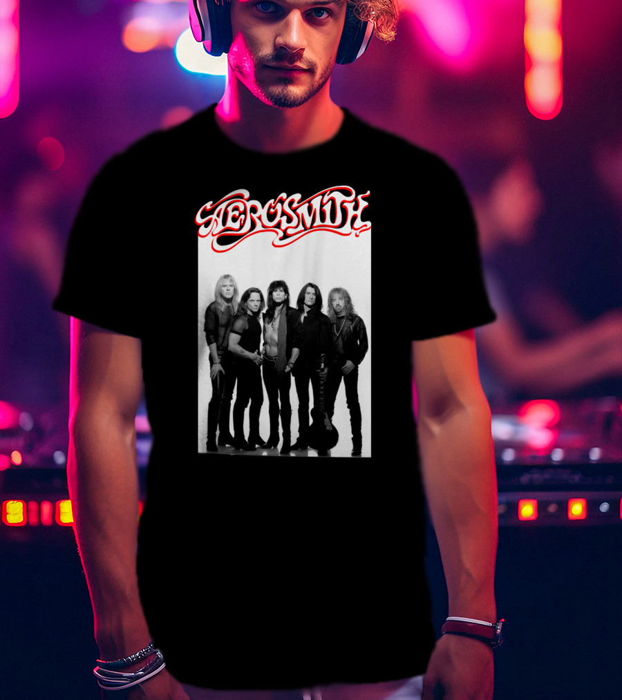 Aerosmith Band Classic Black And White Photo T-Shirt