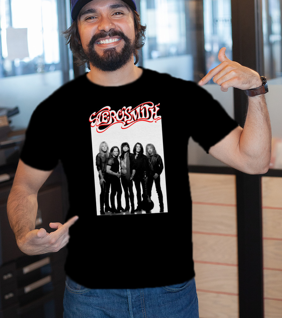 Aerosmith Band Classic Black And White Photo T-Shirt