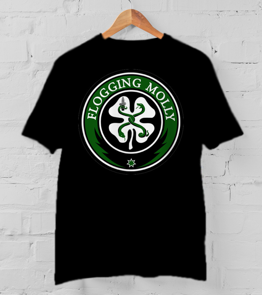 Flogging Molly Clover Emblem With Snake And Sword T-Shirt