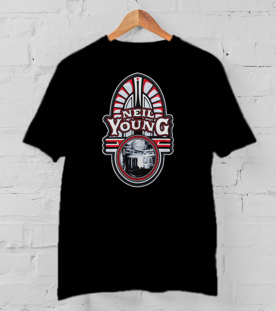 Neil Young Art Deco Inspired Badge With Building T-Shirt
