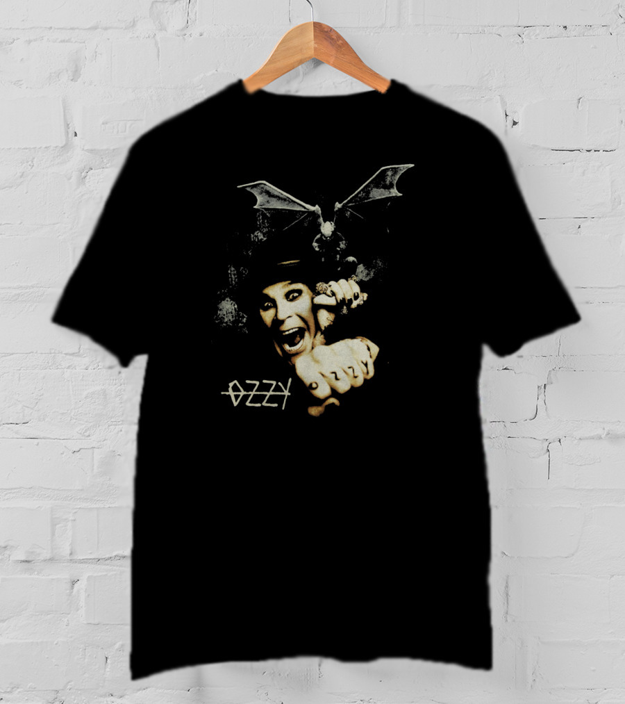 Ozzy Osbourne Bat Iconic Fist Pose Black T-Shirt