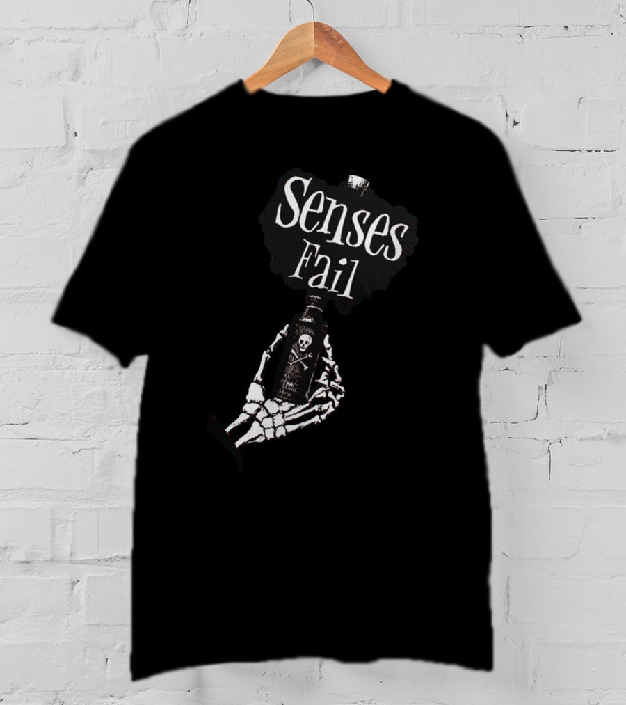 Senses Fail Skeleton Hand Holding Poison Bottle T-Shirt