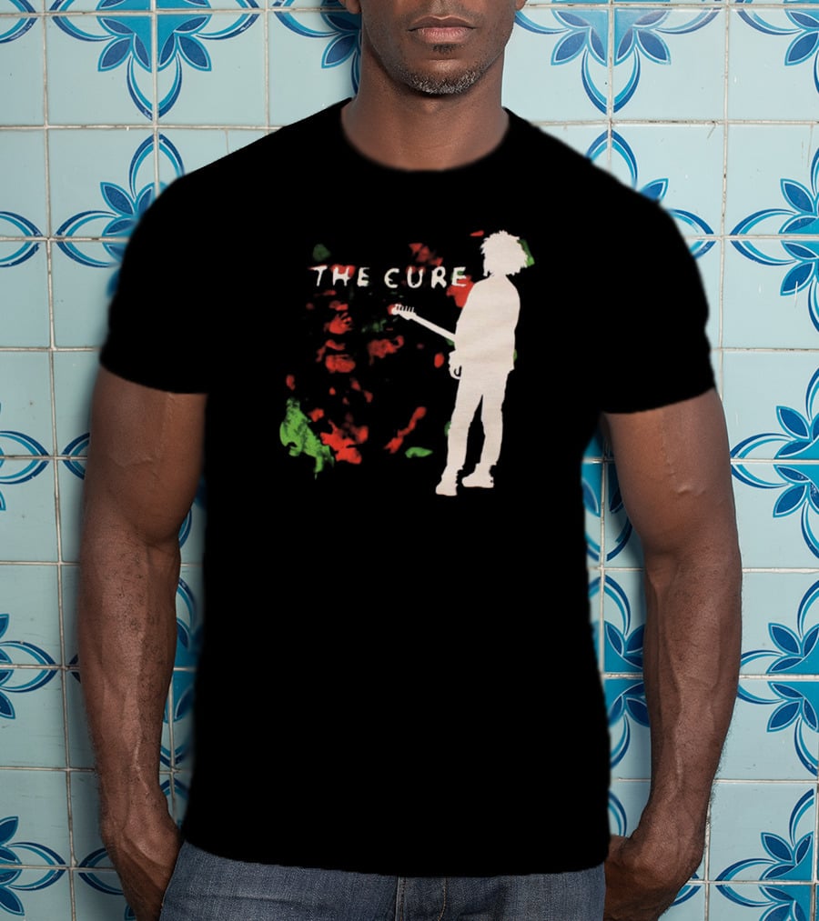 The Cure Guitarist Silhouette With Abstract T-Shirt