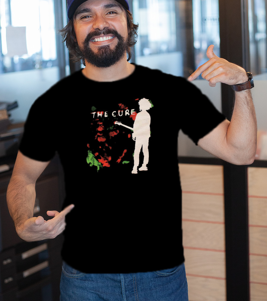 The Cure Guitarist Silhouette With Abstract T-Shirt
