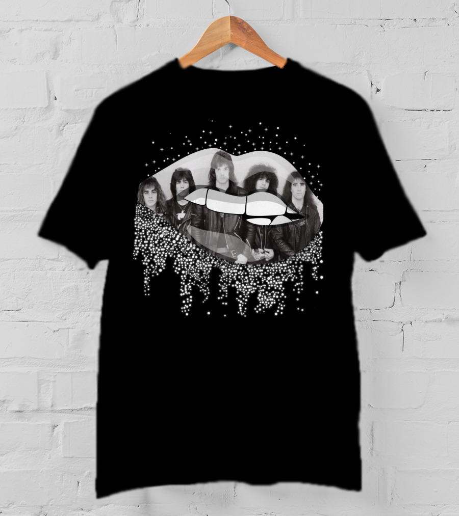 Anthrax Band Members In Stylized Lip Design With Sparkling Elements T-Shirt