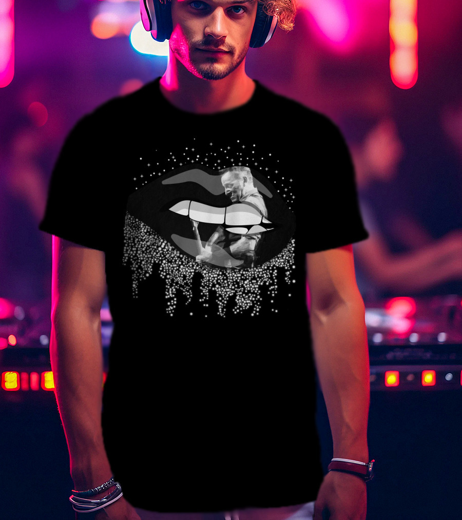 Bruce Springsteen Monochrome Lips And Guitar Silhouette Iconic T-Shirt