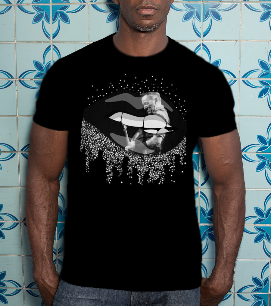 Bruce Springsteen Monochrome Lips And Guitar Silhouette Iconic T-Shirt