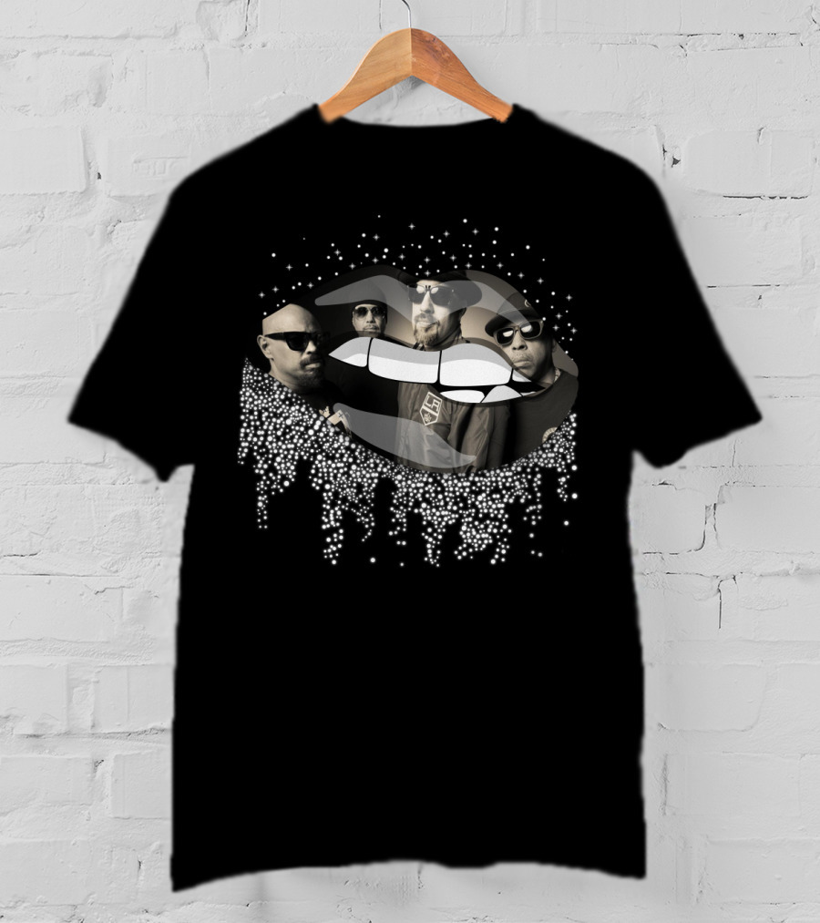 Cypress Hill Band Members Silhouette In Pixelated Lips T-Shirt