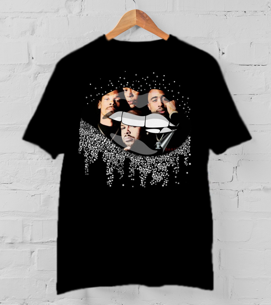 Death Row Records Iconic Hip-Hop Legends Graphic With Shimmering Lips T-Shirt