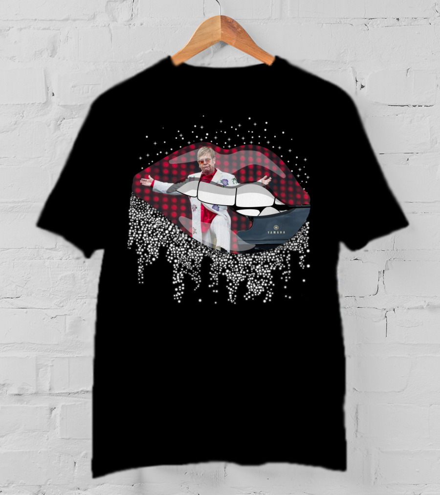 Elton John Yamaha Lips Sparkle Red Costume T-Shirt