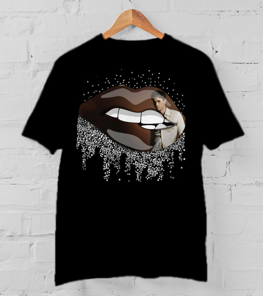 Enrique Iglesias Graphic With Sparkling Lips T-Shirt