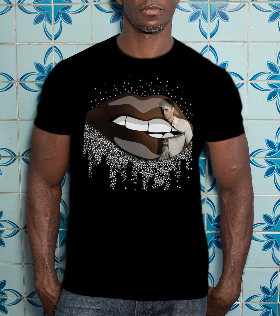 Enrique Iglesias Graphic With Sparkling Lips T-Shirt