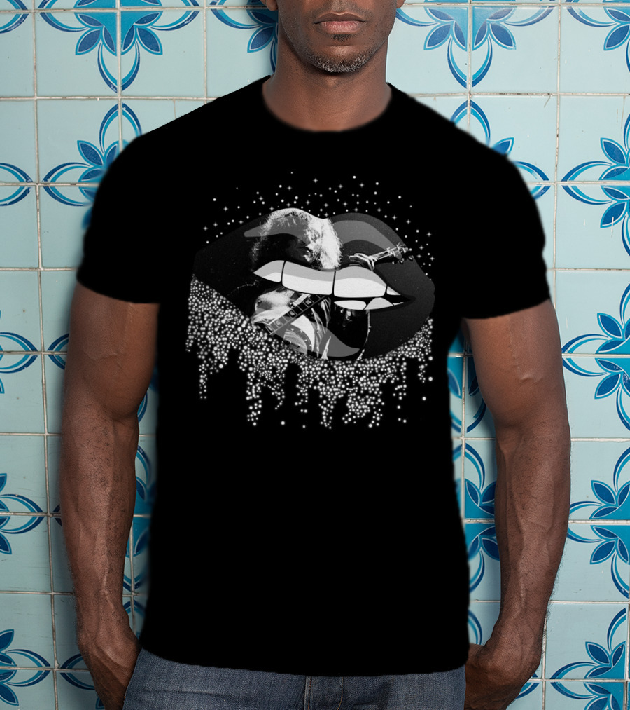 Jimmy Page Glitter Lips Guitar T-Shirt