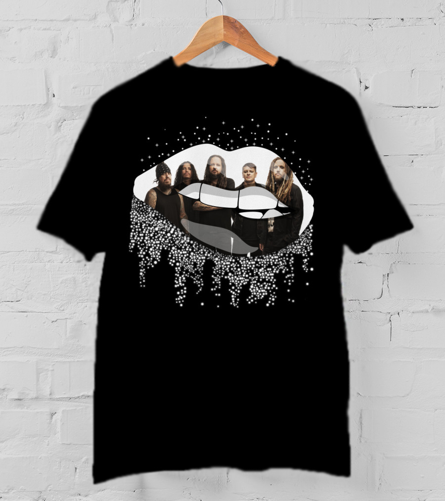 Korn Band Members Inside Dripping Sparkling Lips T-Shirt