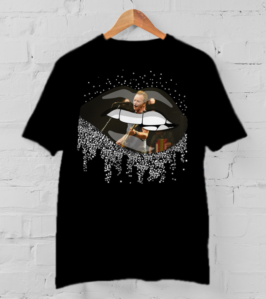 Sting Music Performance In Glittering Lips T-Shirt