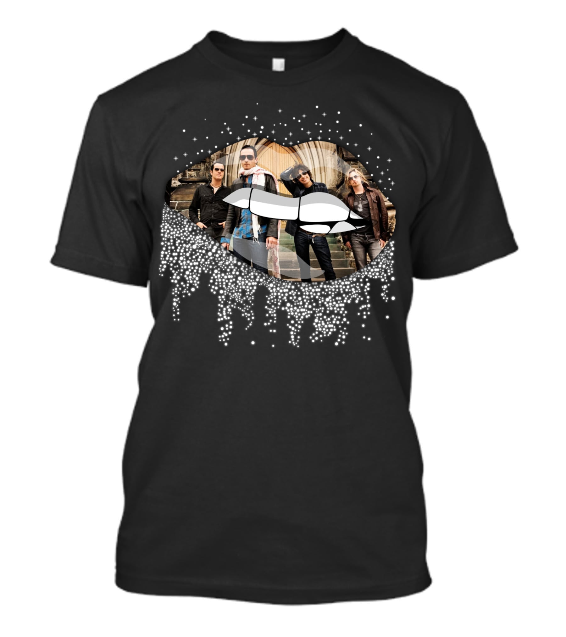 Stone Temple Pilots Band Photo Collage With Iconic Lips T-Shirt